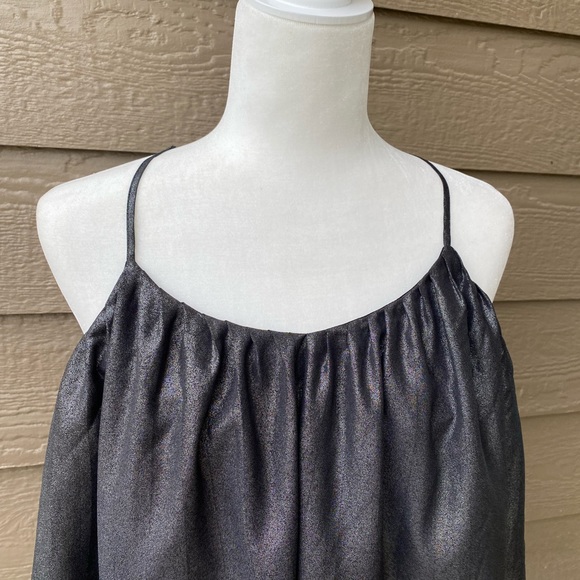 NEW! Express Womens Size XS Top Metallic Gray Black Layered Dressy Blouse Fancy - Picture 4 of 8